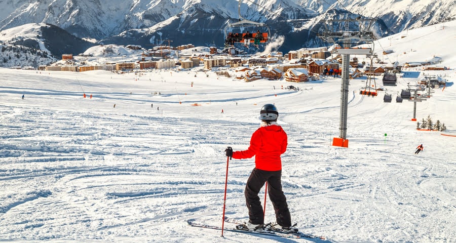 uitzicht op de pistes van Alpe d'Huez