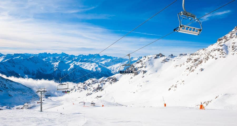 uitzicht op de skipistes van Val Thorens