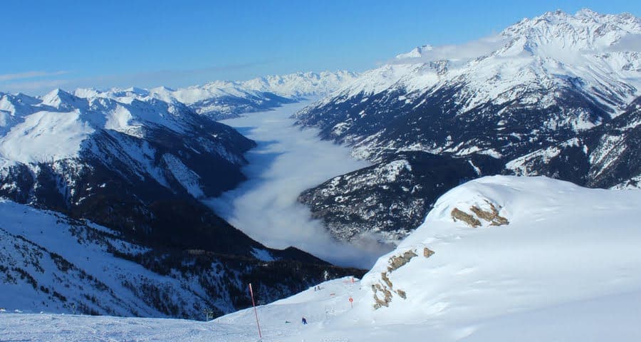 uitzicht op de skipistes van Valfréjus