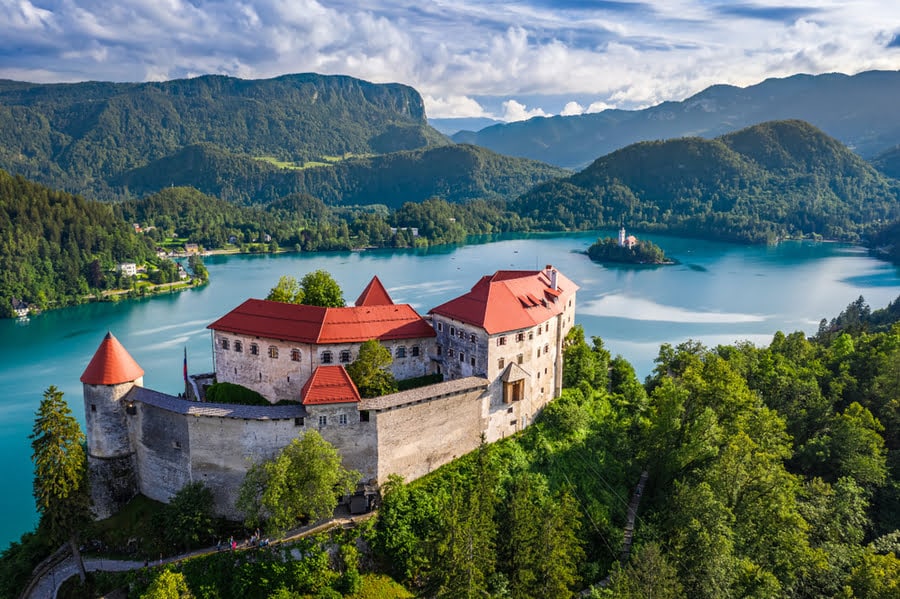 uitzicht op het kasteel van Bled